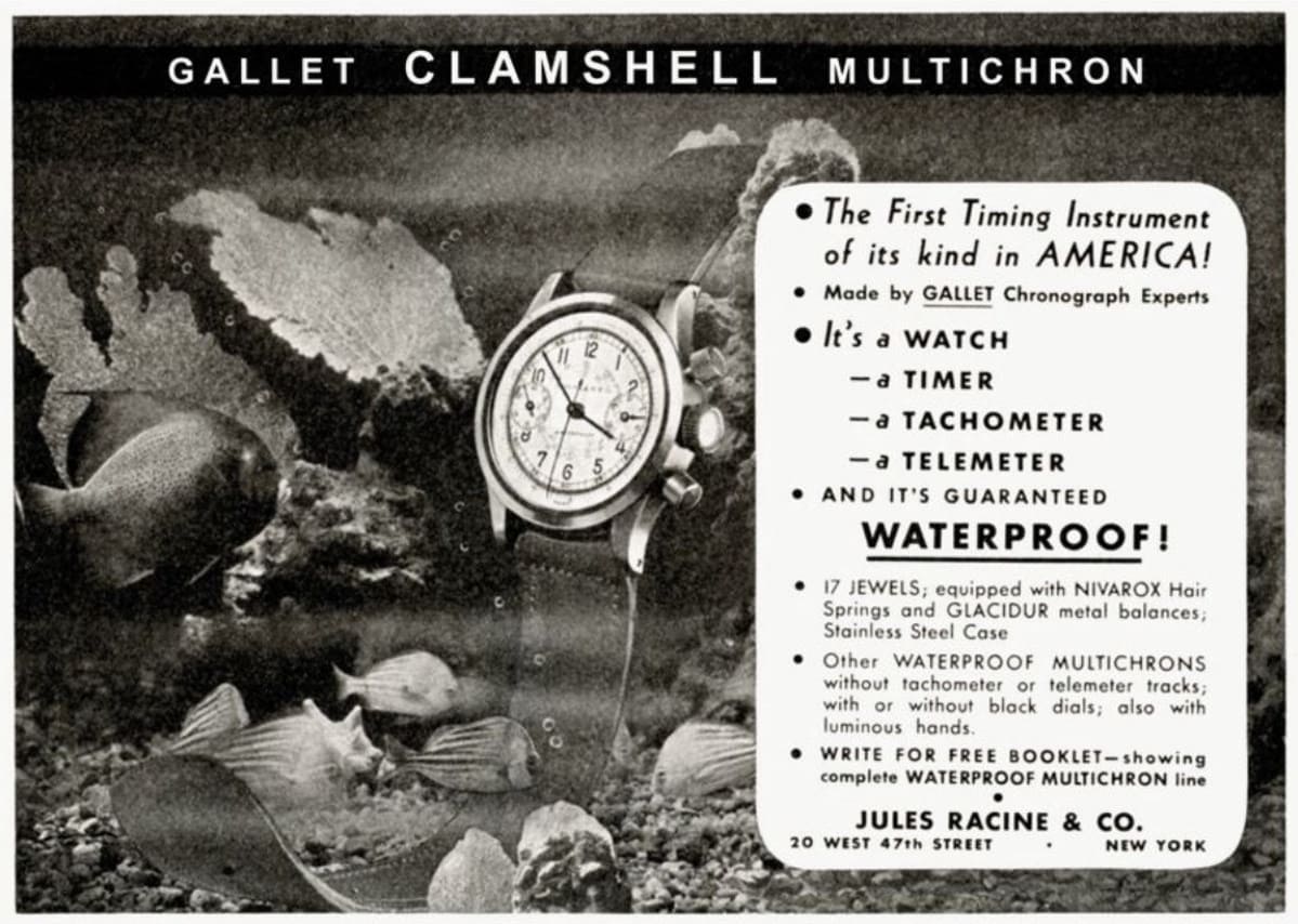 05 Vintage Advertising of Gallet Multichron Clamshell in 1939 - 百年靈收購歌朗（GALLET）重新啟航這家為早期長途旅行者而生的瑞士製錶品牌